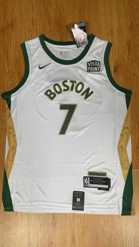 Maillot de Basket #7 Brown Boston Celtics 23-24 city Blanc Brodé